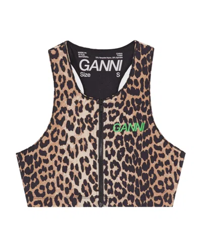 GANNI GANNI ACTIVE RACERBACK ZIPPED TOP
