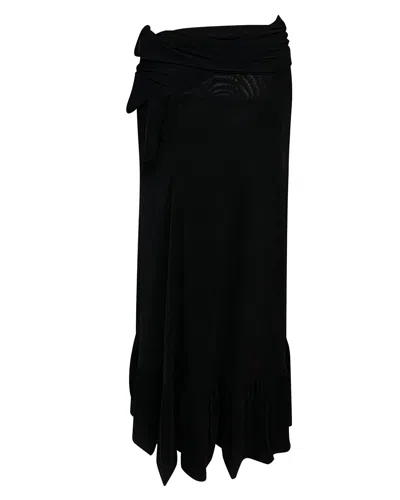 Ganni Addison Wrap Dot Mesh Skirt In Black Nylon