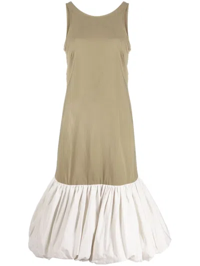 Ganni Midikleid Mit Rundem Ausschnitt In Green