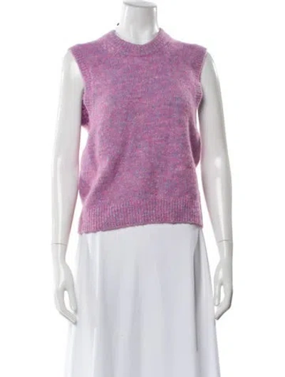 Pre-owned Ganni Alpaca Colorblock Pattern Vest In Purple