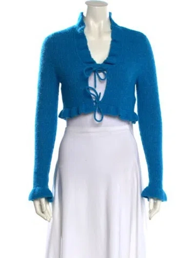 Pre-owned Ganni Alpaca Cowl Neck Sweater In Blue
