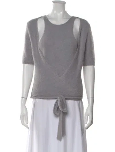 Pre-owned Ganni Alpaca Crew Neck Sweater In Gray