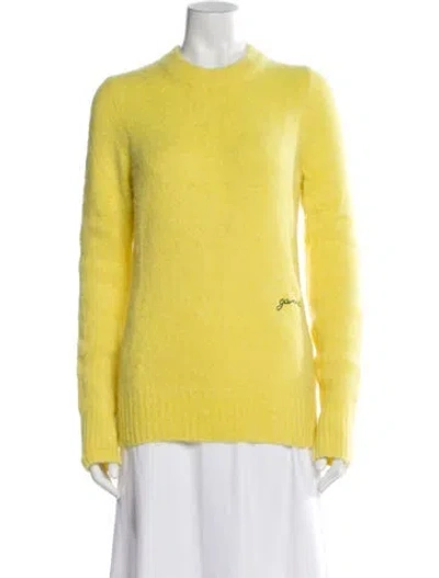 Pre-owned Ganni Alpaca Crew Neck Sweater In Yellow