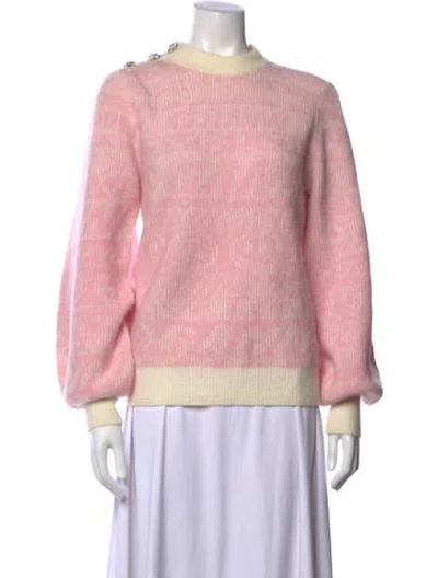 Pre-owned Ganni Alpaca Graphic Print Sweater In Pink