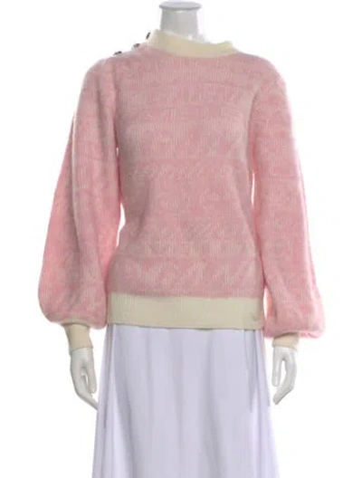 Pre-owned Ganni Alpaca Mock Neck Sweater In Pink