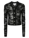 Ganni Alpaca Mohair Boucle Cardigan In Black In Black