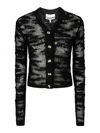 Ganni Alpaca Mohair Boucle Cardigan In Black In Black