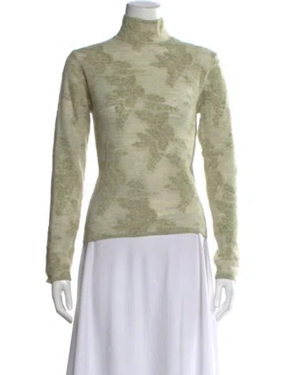 Pre-owned Ganni Alpaca Printed Sweater In Green