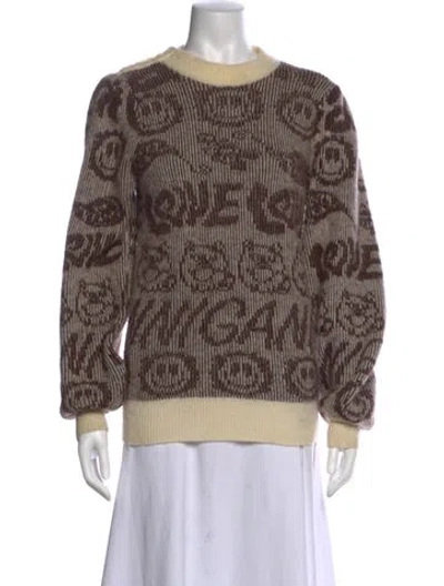 Pre-owned Ganni Alpaca Printed Sweater In Neutral