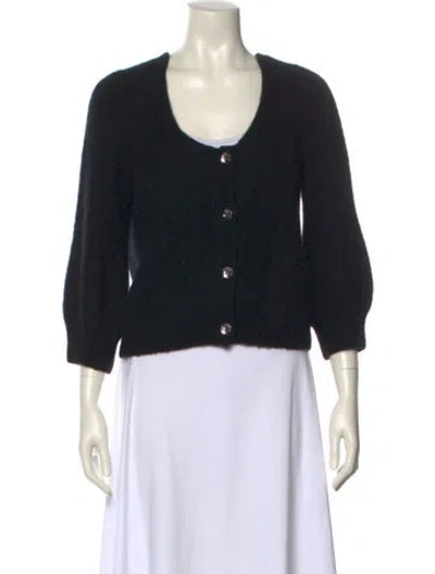 Pre-owned Ganni Alpaca Scoop Neck Sweater In Black