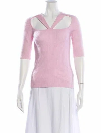 Pre-owned Ganni Alpaca Square Neckline Sweater In Pink