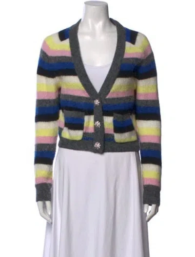 Pre-owned Ganni Alpaca Striped Sweater In Grey