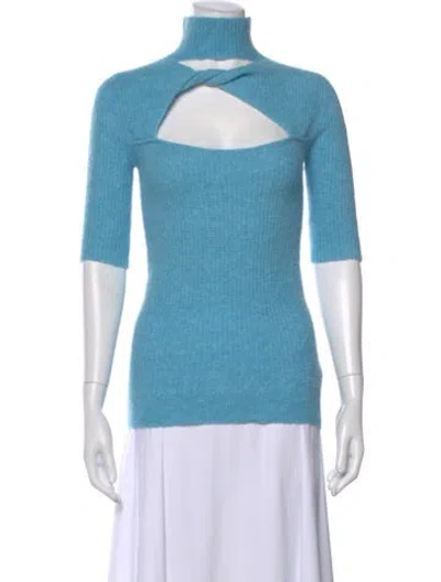 Pre-owned Ganni Alpaca Turtleneck Sweater In Blue