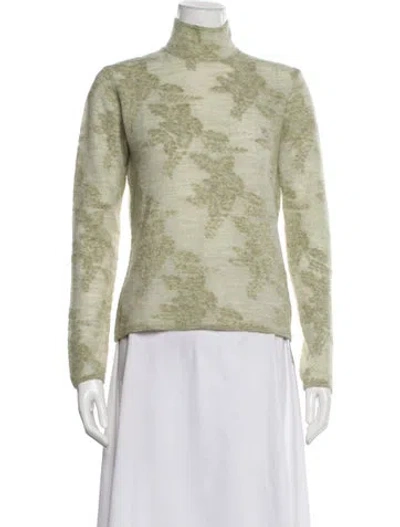 Pre-owned Ganni Alpaca Turtleneck Sweater In Green