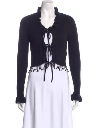 Pre-owned Ganni Alpaca V-neck Sweater In Black