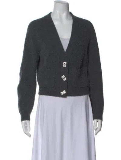 Pre-owned Ganni Alpaca V-neck Sweater In Gray
