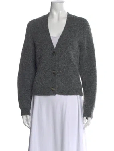 Pre-owned Ganni Alpaca V-neck Sweater In Gray
