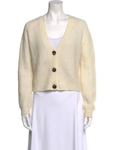 Pre-owned Ganni Alpaca V-neck Sweater In Neutral