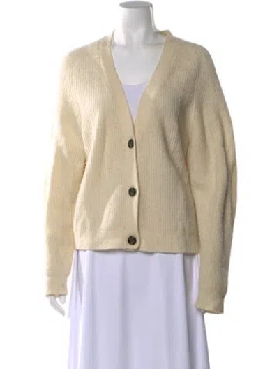 Pre-owned Ganni Alpaca V-neck Sweater In Neutral