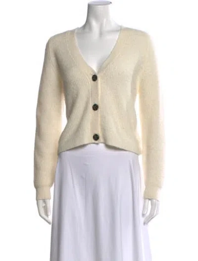 Pre-owned Ganni Alpaca V-neck Sweater In Neutral