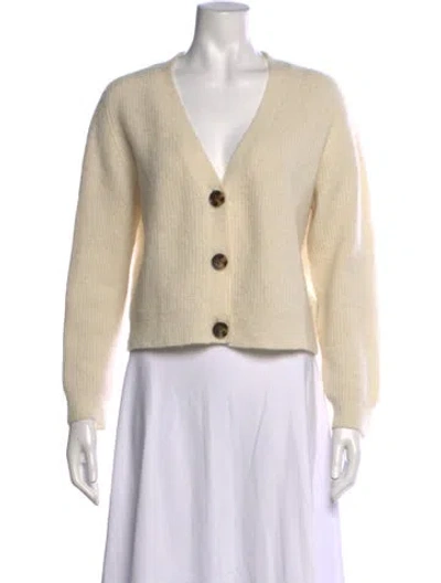 Pre-owned Ganni Alpaca V-neck Sweater In Neutral