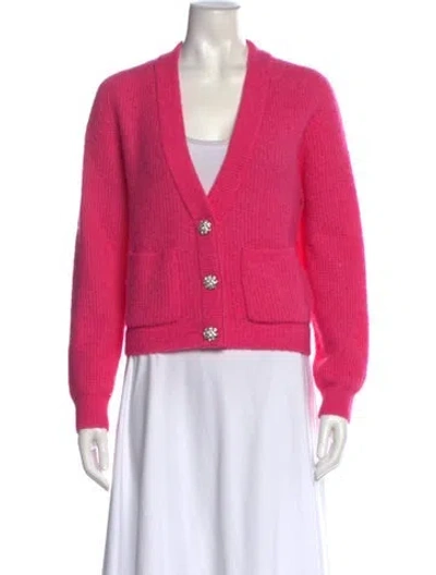 Pre-owned Ganni Alpaca V-neck Sweater In Pink