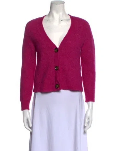 Pre-owned Ganni Alpaca V-neck Sweater In Purple