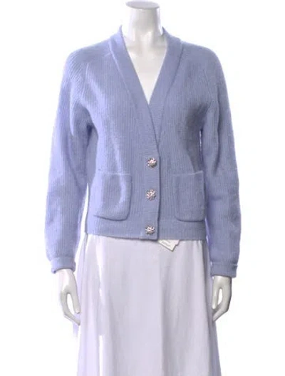 Pre-owned Ganni Alpaca V-neck Sweater In Purple