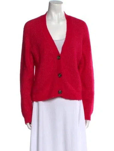 Pre-owned Ganni Alpaca V-neck Sweater In Red