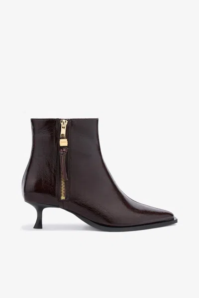 Ganni Ana Deep Vintage Ankle Boot In Brown