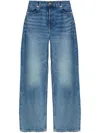 Ganni Patch Izey Straight-leg Jeans In Blue