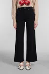 Ganni Magny Wide-leg High-rise Organic-cotton Denim Jeans In Black