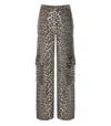 Ganni Angi Animal Print Cargo Jeans In Beige