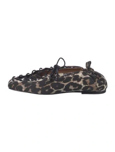 Pre-owned Ganni Animal Print Ballet Flats In Blue