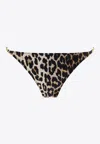 Ganni Animalier Bikini Bottom Costumes Brown In Brown