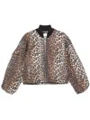 Ganni Printed Canvas Bomber Jacket Leopard In Brown