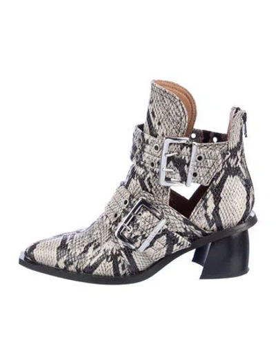 Pre-owned Ganni Animal Print Boots In Neutral