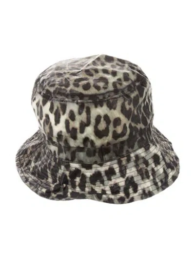 Pre-owned Ganni Animal Print Bucket Hat In Gray