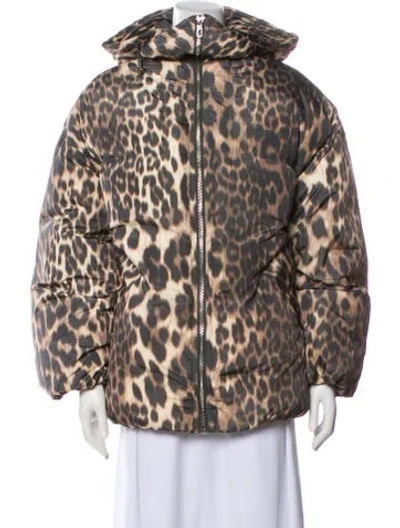 Pre-owned Ganni Animal Print Coat In Multi