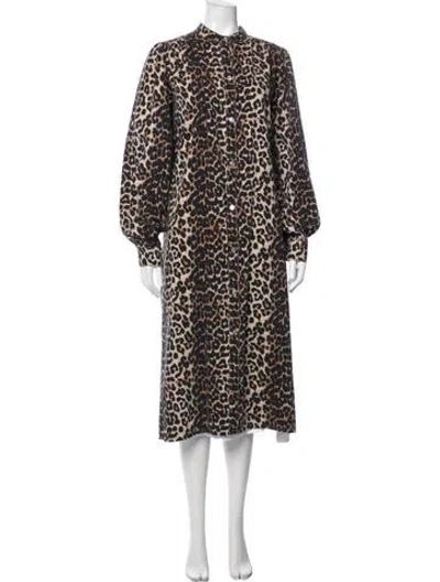 Pre-owned Ganni Animal Print Coat In Multi