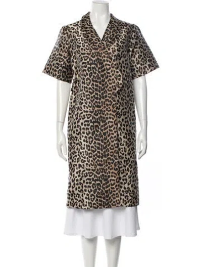 Pre-owned Ganni Animal Print Coat In Neutral