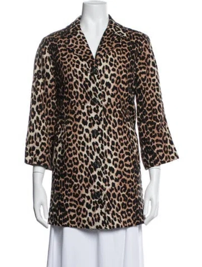 Pre-owned Ganni Animal Print Coat In Neutrals