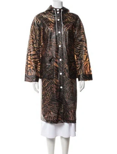 Pre-owned Ganni Animal Print Coat In Neutrals