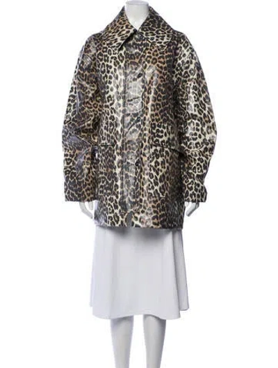 Pre-owned Ganni Animal Print Coat W/ Tags In Black/brown/neutrals