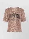 Ganni Leopard Print Wool Mix T-shirt