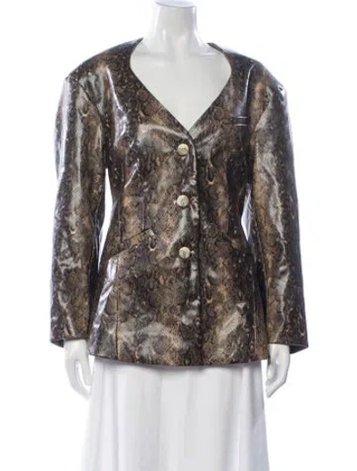 Pre-owned Ganni Animal Print Evening Jacket In Brown
