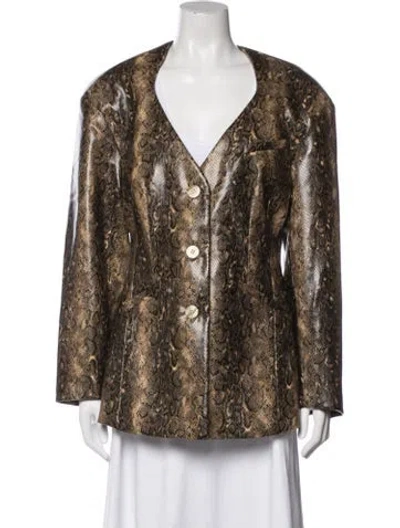 Pre-owned Ganni Animal Print Evening Jacket W/ Tags In Brown