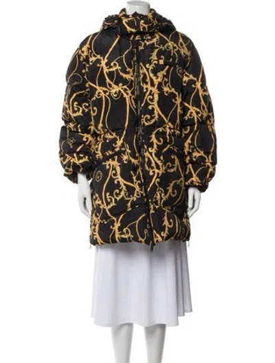 Pre-owned Ganni Animal Print Faux Fur Jacket In Black