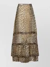 Ganni Animal Print Flared Layered Leopard Skirt