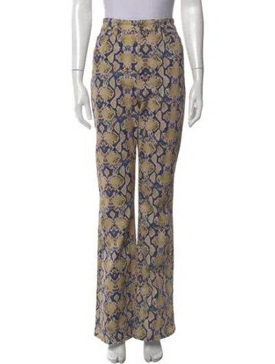 Pre-owned Ganni Animal Print Flared Pants In Neutral